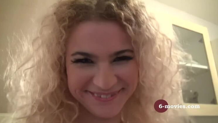 6-movies.com - Blonde plays with her pussy in kitchen -