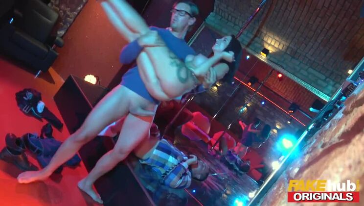 FAKEhub Sexy stripper takes two big cocks and has a squirting orgasm