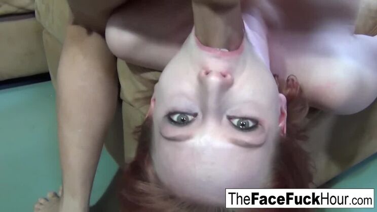 Redhead babe gets her sweet face fucked
