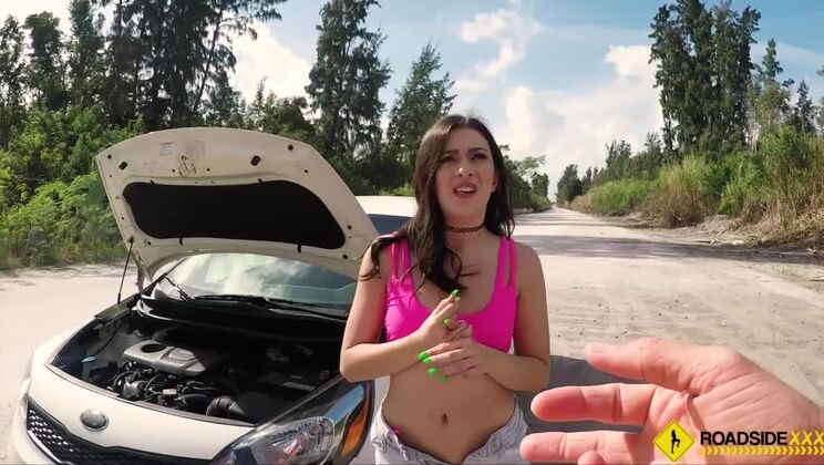 Roadside - Natalie Brooks gets her tight pussy fucked on a public road