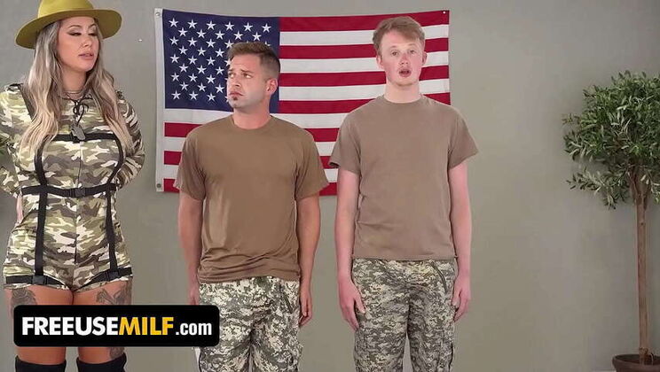 Troops Demonstrate Masculinity by Ravaging Seasoned Female Drill Sergeant in Intense Three-Way