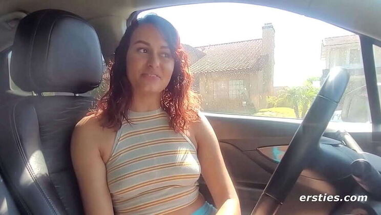 Serina's Shaved Pussy & Dildo Play - Exhibitionist Style