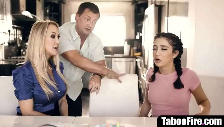 Stepdad and Stepmom Teach Young Stepdaughter in Hardcore Threesome | Corrupted Family