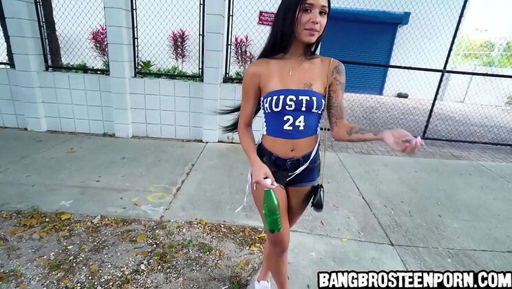 Young 19yo Latina amateur shows off her small tits for cash - teen porn