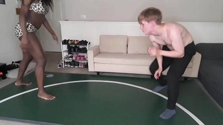 Paris Love Dominates Elis Ataxx in Hot Ebony Interracial Wrestling Match