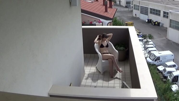 Caught My Hot Teen Neighbor Masturbating on Her Balcony - Outdoor Spy POV