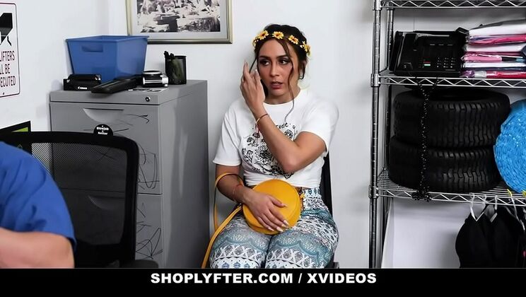 Hippie Teen Lilly Hall Caught Stealing and Fucked by Security Guard