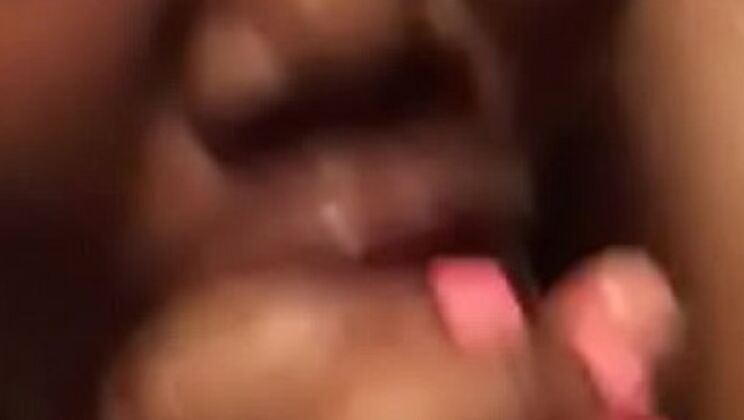 Ebony BBW sucks big black cock and takes cum on her face during lunch break
