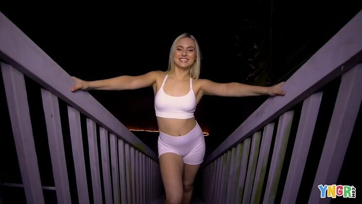 19-Year-Old Blonde Teen Aria Banks Fucks Hard in Public Outdoor Scene