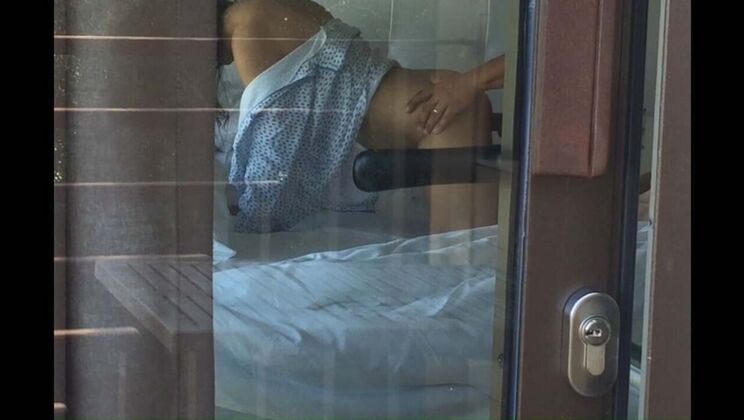 Naughty Neighbors Caught Fucking Through Open Window - Blowjob, Cowgirl, Doggy Style with Ass Cumshot
