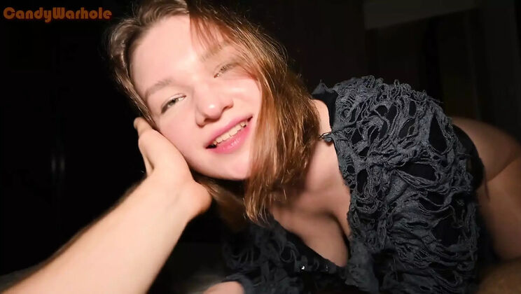 Hot Teen CandyWarhole Gives Blowjob POV - Big Natural Boobs & Cumshot