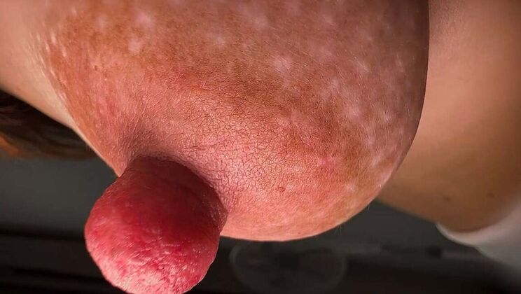 Skinny Teen with Huge Nipples Gets Nipple Play - Close-Up Mouse Nose Action