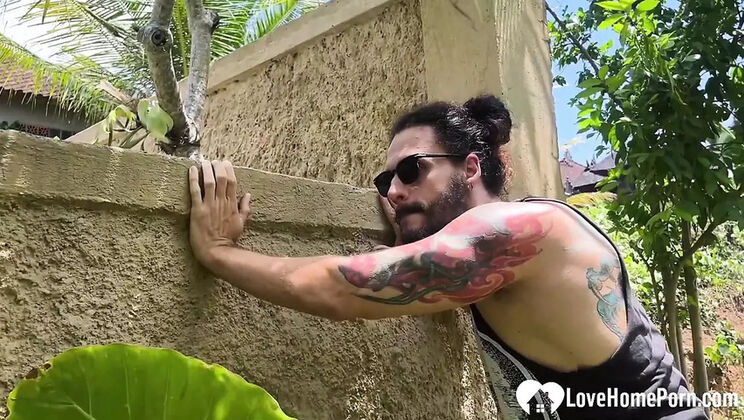 Brunette Neighbor Takes Deep Throat Pounding By The Pool - Amateur Blowjob