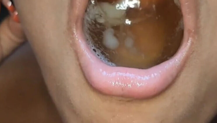 Hot Latina Teen Swallows Cum and Piss - Amateur Deep Throat Action