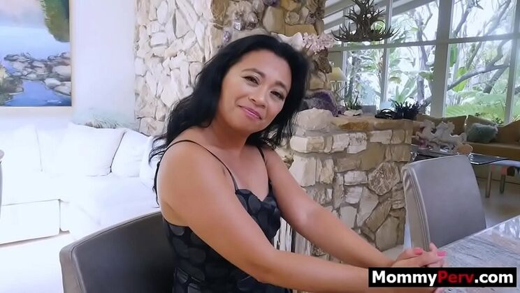 Hot Asian MILF fucks stepson's big cock