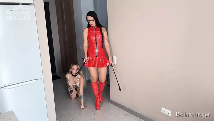 Lesbian Domination - Mistress Strapon Punishes Innocent Slut in Leather Boots