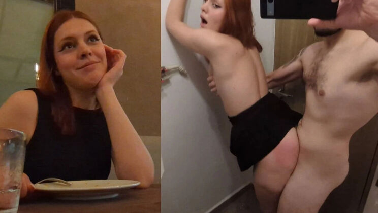 Hot Italian Redhead Fucks Stranger in Risky Bathroom Sex - Amateur POV Cumshot