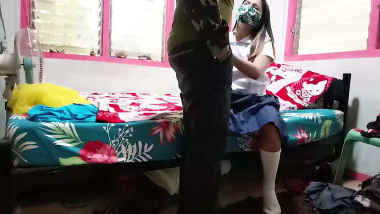Filipina Teen Stepsister Fucked Hard by Soldier Before Duty - Tight Pussy Close-Up