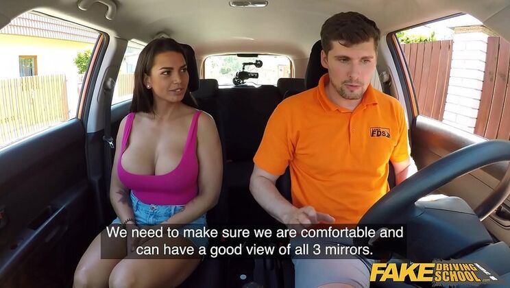 Chloe Lamour's Big Tits Out in Fake Driving School - Car Sex with Kristof Cale