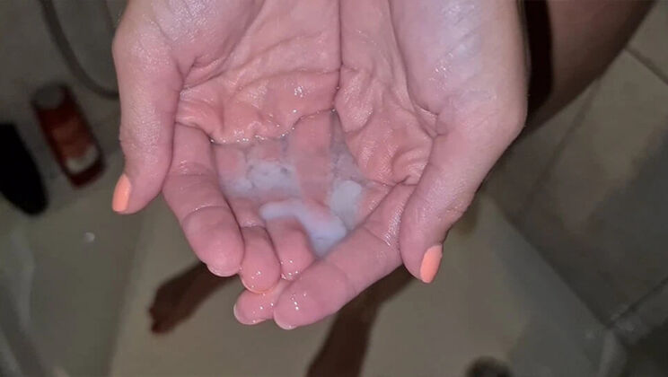 Hot MILF CherryDream Uses Shower Gel For Slippery Handjob & Huge Cumshot