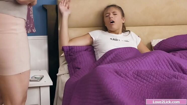 Teen Gia Derza licks Alex De La Flor's hairy pussy under the blanket