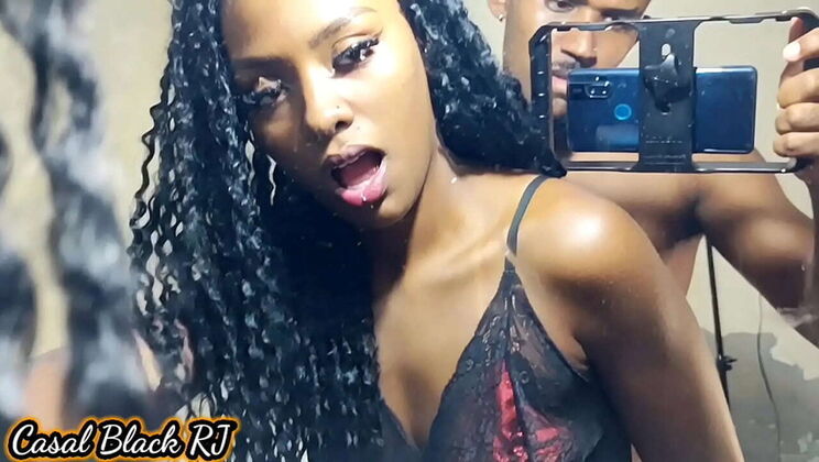 Amandinha Black RJ in Babydoll Gets Fucked Hard in Front of Mirror - Anal & Blowjob