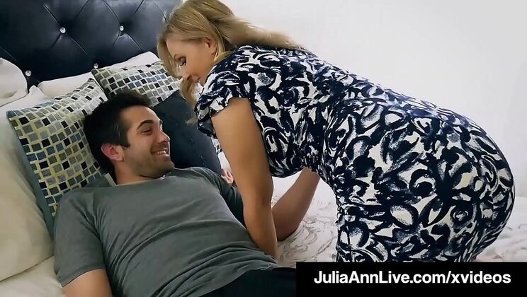 Julia Ann Blowjob & Face Fuck - Busty MILF Sucks Step Son's Cock