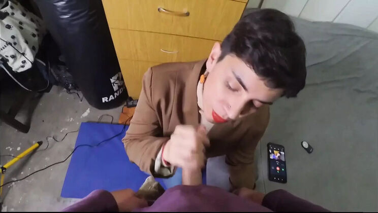 Office Blowjob Facial POV - Amateur Brunette MILF Sucks Cock