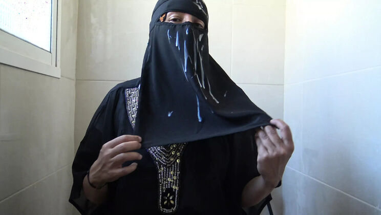 Moroccan Beurette from Marseille Takes Huge Cock and Gets Hijab Covered in Cum