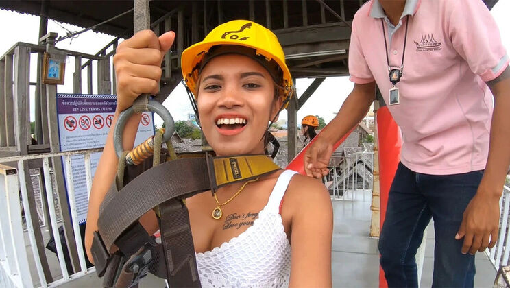 Hot Thai European Couple Zipline Fun and Home Sex with Cherry Lee