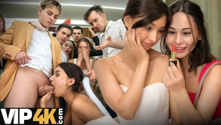 Slutty Friends Help Bride Cheat with Wedding Fuck in Public - Hot Russian Teens Caught Moaning