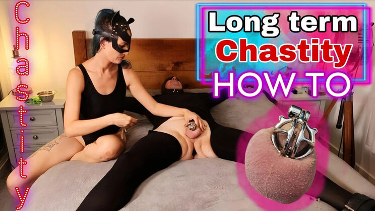 Training Zero Teaches How to Wear Long Term Chastity Cage - Femdom Orgasm Denial with Amateur Wife MILF in BDSM Bondage