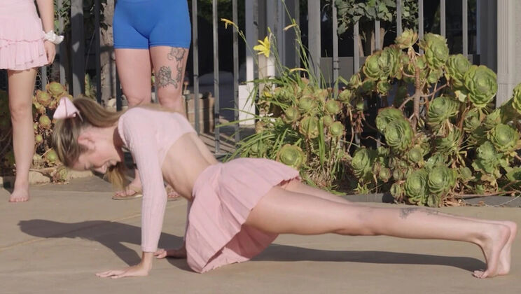 Wild Outdoor Strip Game Show With Blonde Teens Evie Christian Talulah Mae Lil Daisy Fox