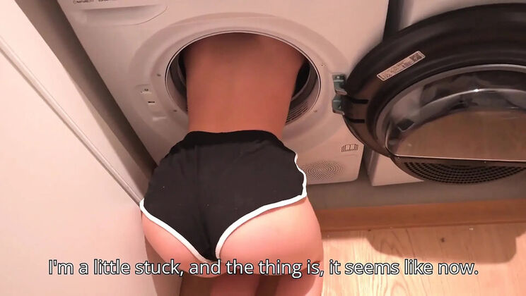 Blonde Stepsister Stuck in Washing Machine Gets Fucked Hard by Stepbro