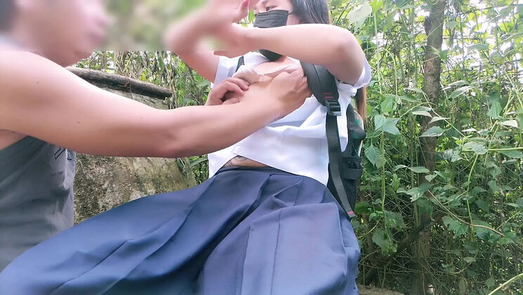 19 Year Old Schoolgirl Fucked by Farmboy in Public - Viral Risky Sex