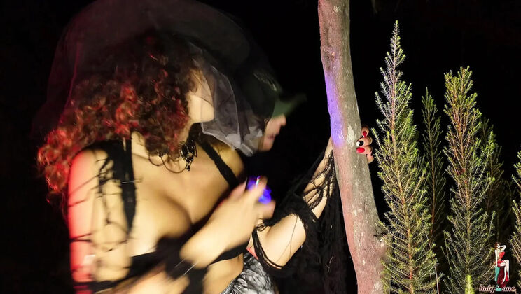 Italian Halloween Night with LadyAna - Big Tits Blowjob & Anal Doggy Style Outdoor