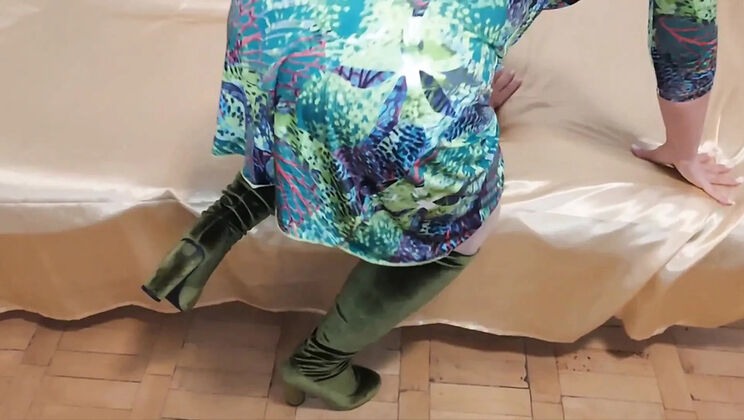 Step Mommy Teases in Stockings and Boots with Big Tits and Sexy Ass