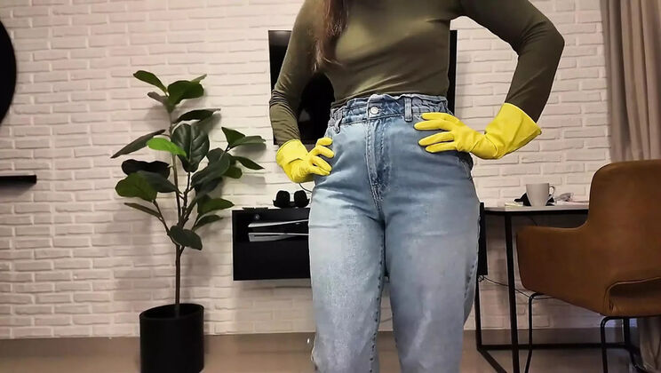 Step Mom Punishes You With Gloves Handjob & Cumshot