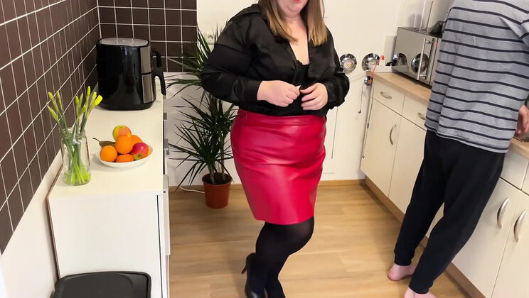 Sexy Ukrainian Stepmom Demands Cum on Her Pantyhose - Big Ass MILF Handjob & Doggystyle