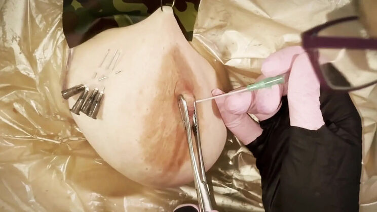 Mature Dominatrix Mistress April Rough Piercing Clinic - Extreme BDSM & Nipple Needle Humiliation