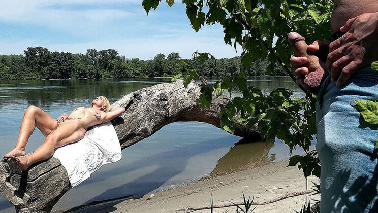 Hairy Granny Takes Hard Anal on Beach - Outdoor Fuck with Saggy Tits