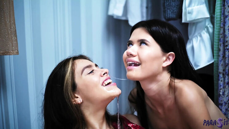 Lesbian Sex in Closet with Evelin Elle & Foxy Alissa - Surprise 69 & Cunnilingus