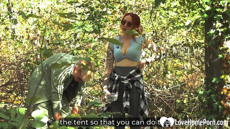 Hot Redhead Babe Fucked Hard in Tent - Crazy Outdoor Sex