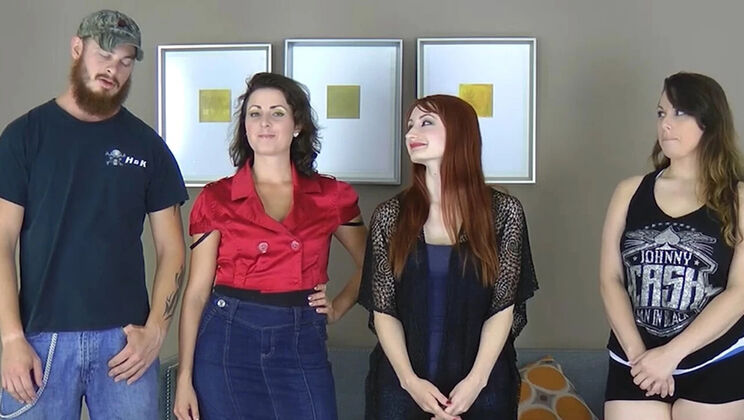 Big Tits Helena Price & Redhead Violet Monroe Strip & Suck Losers After Card Game