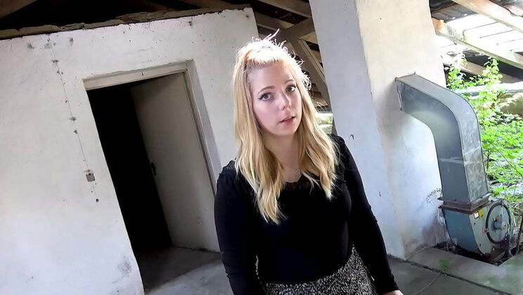 Innocent Blonde Teen Fucked Hard by Two Big Cocks Outdoor - Rough Double Penetration & Creampie