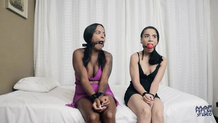 Luana Aguiar & Kel Aguiar - Bound Teen Latina Slaves Submit to Lesbian BDSM Foot Worship