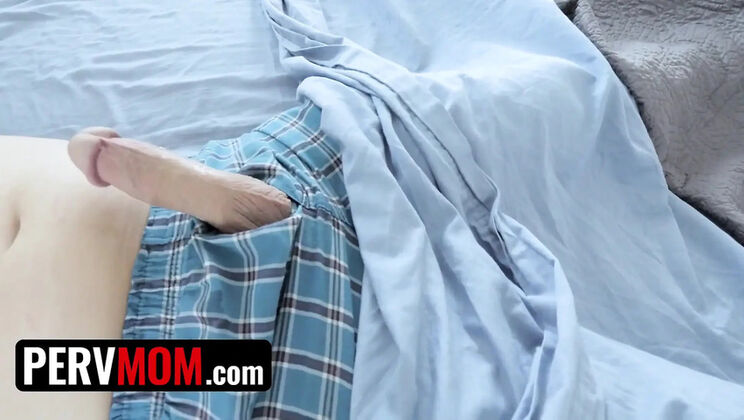 Blonde MILF Nina Elle sucks stepson's big juicy cock while on phone with client - POV facial cumshot