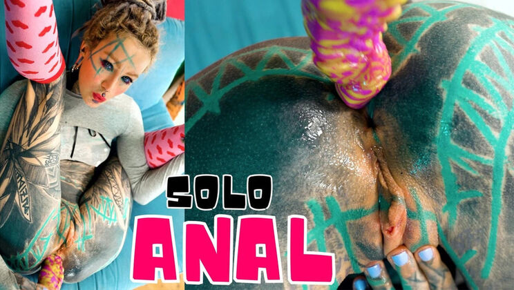 Skinny Tattooed Teen Anal Masturbation with Sex Toy - Small Butthole Fucking