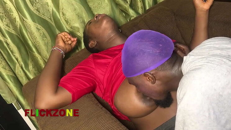 Wet Sarah's Big Natural Tits Sucked by Willy in Homemade Living Room Scene