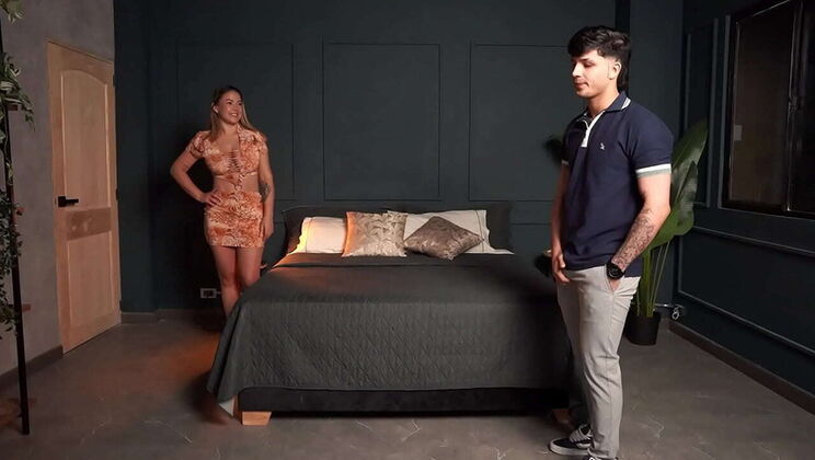 Busty Latina MILF Angelica Gomez Shares Hotel Bed With Handsome Step Son Big Jackson